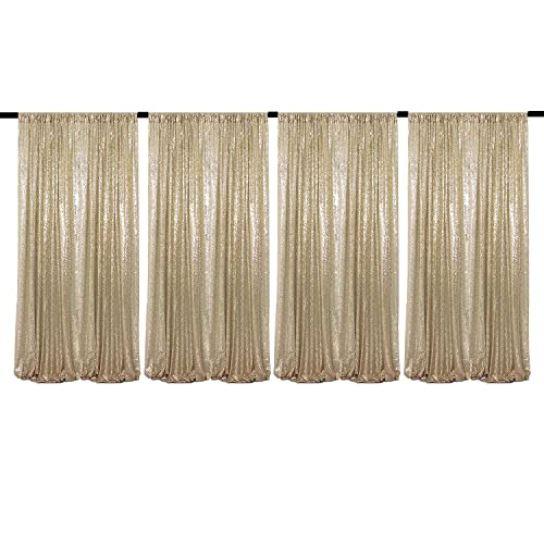 JYFLZQ Champagne Sequin Backdrop Curtains for Party 2ft x 8ft 4Panel - color: Champagne, size: 2 ft x 8 ft - 4 Panels