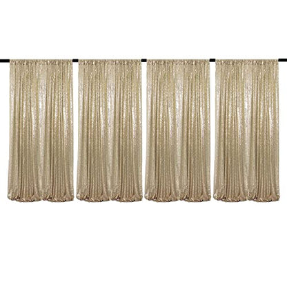 JYFLZQ Champagne Sequin Backdrop Curtains for Party 2ft x 8ft 4Panel - color: Champagne, size: 2 ft x 8 ft - 4 Panels