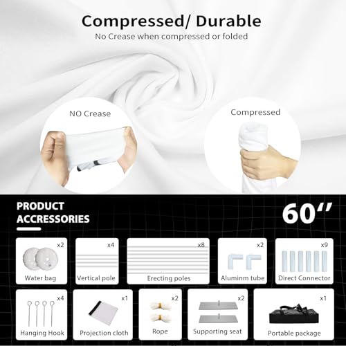 SKERELL Outdoor Projector Screen with Stand : Portable Projection Screen for Outside Theater Home Backyard Movies 60 inch - size: 60 inches