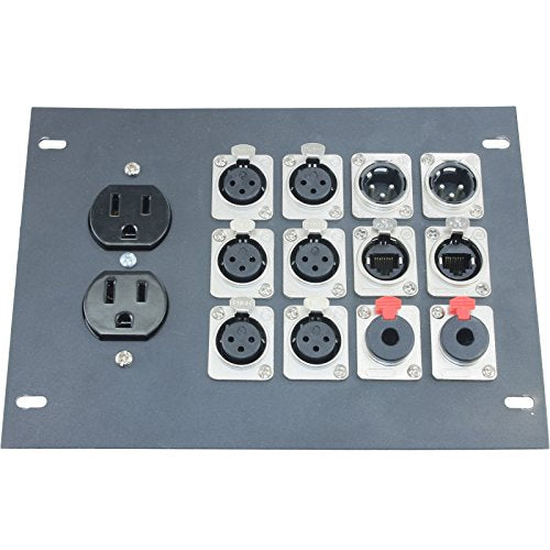 FBL12+AC Recessed Floor Box With 6 XLR Female, 2 XLR Male, 2 Ethernet, 2 TRS + Duplex AC (Pre-wired: 18" Wires) - color: Pre-wired: 18" Wires