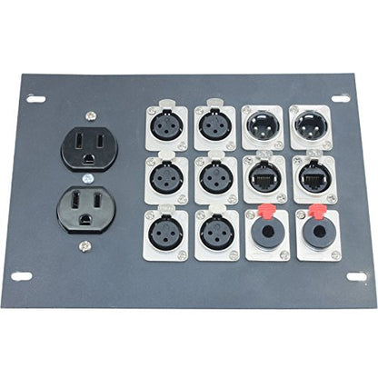 FBL12+AC Recessed Floor Box With 6 XLR Female, 2 XLR Male, 2 Ethernet, 2 TRS + Duplex AC (Pre-wired: 18" Wires) - color: Pre-wired: 18" Wires