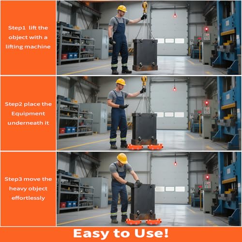 PrecisionAuto Heavy Duty Machinery Mover Skate Dolly – 8 Ton Load-Bearing – 4 Pack – 360° Swivel PU Wheels – Non-Slip Carbon Steel Roller – for Industrial Equipment & Pallets – 8T Load-Bearing - color: 8t/Pu Wheels