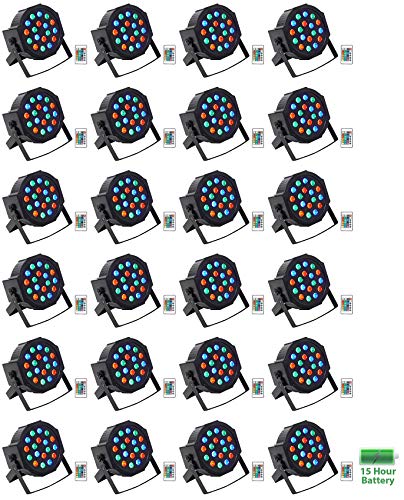 Rockville Battery PAR 50 Black Rechargeable LED DMX Wash Up-Light, 24-Pack