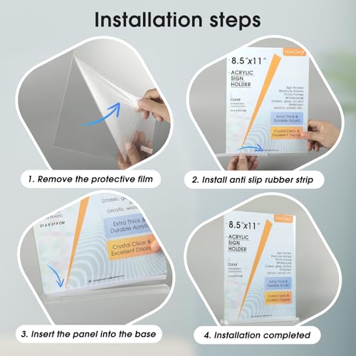 MaxGear Acrylic Sign Holder 8.5" x 11" Double Sided Sign Stand, 18 Pack | Clear Acrylic, Double Sided Display, Stable Tabletop Design, Quick Sign Changes, Fits Offices, Events And Retail Spaces - size: Strip-18pack