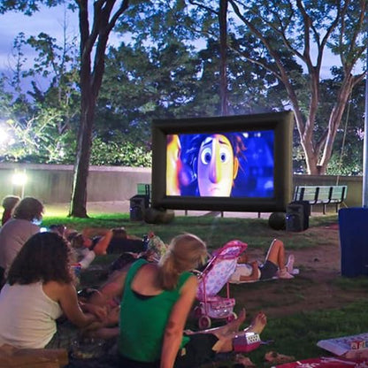 14Ft Outdoor Inflatable Movie Projector Screen with Built-in Fan Supports Front and Rear Projection, Blow Up Movie Screen for Party, Easy to Set Up - size: 14Ft