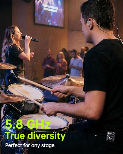 Xvive U45D True Stereo Wireless in-Ear Monitor System, 4 Monitoring Modes Stereo/L/R/Mix, 5.8GHz IEM for Musicians, Bands, Worship Teams, Dual XLR Inputs, Less Than 5ms Latency