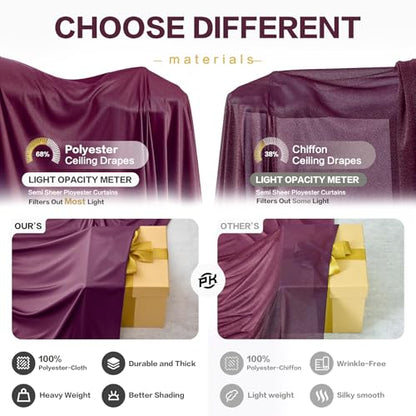 10ft×15ft Burgundy Backdrop Curtain for Wedding Parties - color: Burgundy, size: W5' x H15'(2 panels)