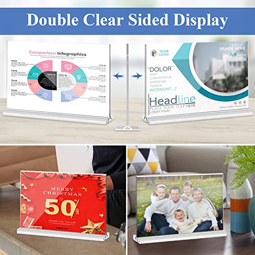 Arrobust Acrylic Sign Holder 8.5x11 Inches 6 Pack Horizontal, T -Shaped Double Sided Clear Paper Frames, PlasticTable Menu Display Holder, Document Flyer Table Stand for Office, Store, Restaurant - size: Vertical 6 Pack 11x8.5''