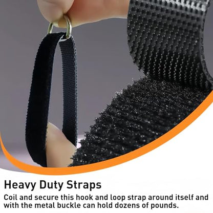 50 Ft x 1/2 In Reusable Cable Tie, Double Sided Hooks 40 Metal Buckles, Adjustable Cable Ties, Cable Management Tape, Cable Organization Ties, Cable Wrap for Home, Office, Wire Bundling (1/2In X 50Ft)
