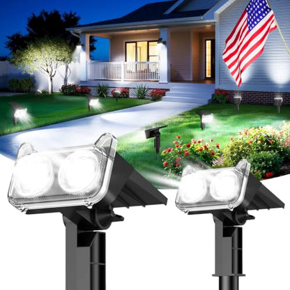 LETMY Solar Lights Outdoor Waterproof IP65, Solar Spot Lights Outdoor With 14 Big LEDs, 2-in-1 Wall Lights & 2 Modes Solar Powered Landscape Spotlights for Garage Pathway Yard Decor Garden Gift 2 Pack - size: 2 PACK