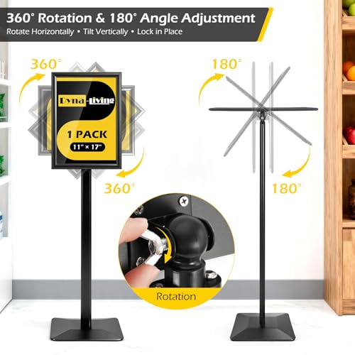 Dyna-Living Sign Holder Stand 11 x 17 Inch Sign Stands for Display, 1 Pack Heavy-duty Pedestal Sign Holder, Adjustable Floor Standing Signs Holders, Poster Holders Stand for A3 Advertising - size: 11'' x 17''-1 Pack