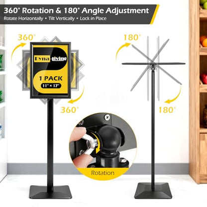 Dyna-Living Sign Holder Stand 11 x 17 Inch Sign Stands for Display, 1 Pack Heavy-duty Pedestal Sign Holder, Adjustable Floor Standing Signs Holders, Poster Holders Stand for A3 Advertising - size: 11'' x 17''-1 Pack