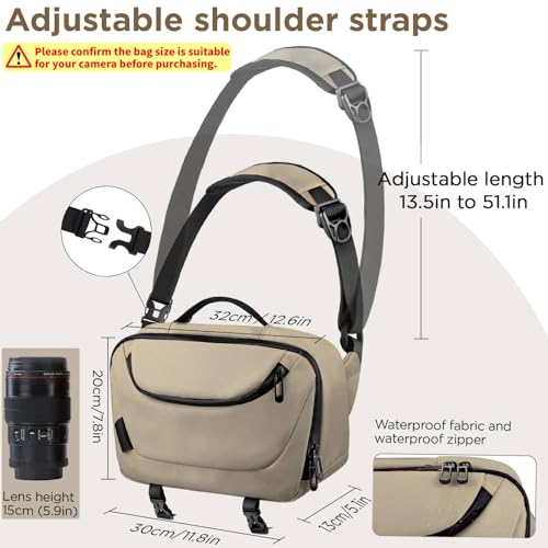 TAAOKA Camera Sling Bag,Waterproof Camera Case with Tripod Holder,Lightweight DSLR/SLR/Mirrorless Camera Bags Crossbody for photographers-Coffee - color: Coffee