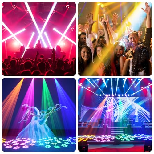 2PCS 150W Moving Head DJ Lights, 7+1 Gobos & 7+1 Colors Spotlight with 18 Rotatable Prisms, DMX512 & Sound Activated Modes for Events Parties Shows - color: Black-2PCS