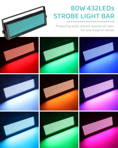 Telbum LED Strobe Light for DJ Stage Party, 432LEDs RGB Strobe Lights Sound Activated DMX512 Control, Muti-Animation Effects, Uplighting Wash Light for Halloween Club Bar Event Concert Church Wedding