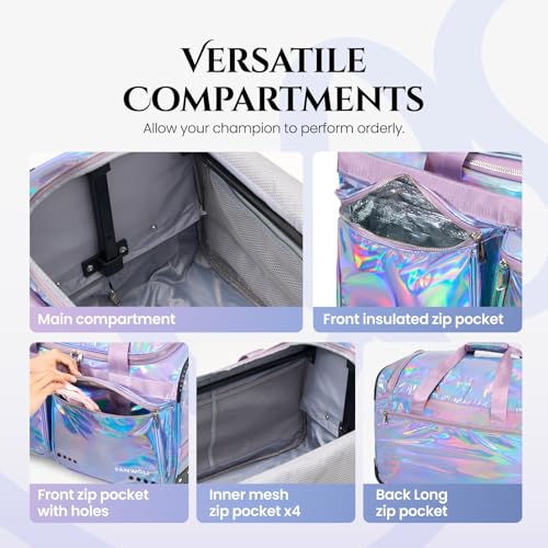 Fanwoli 28" Dance Bag with Garment Rack, Waterproof Competition Duffel - color: Mermaid Seablue