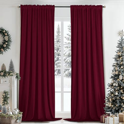 SimpleHome Red Velvet Curtains 96 Inches for Living Room Rod Pocket | Luxury Blackout Velvet Curtains,Thermal Insulated 2 Panels Room Darkening Drapes,Velvet Bedroom Curtains,W52 x L96,2 Panels - color: Red, size: 52"W x 96"L (Pack of 2)