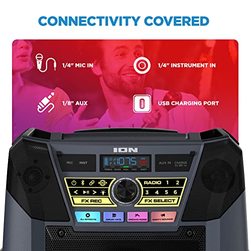 ION Block Rocker XL 220W Bluetooth Outdoor Speaker with Wheels | Water Resistant, Radio, Karaoke Mic, USB Charging, Stereo Linking, Bass Boost and App Control, for Parties and Outdoor Events - style: 220W water-resistant