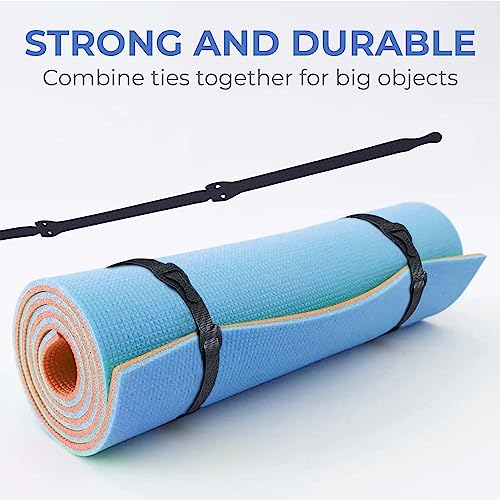 Starument Hook and Loop Cable Ties (8 x 1/2 inch, 100-pack), Premium Industrial Grade and Reusable Fastening Cord Straps for Home, Office and Outdoors, Black