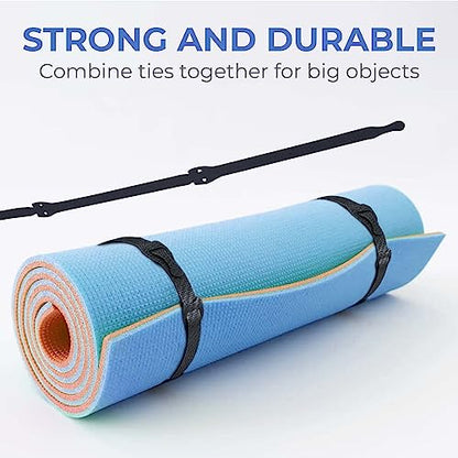 Starument Hook and Loop Cable Ties (8 x 1/2 inch, 100-pack), Premium Industrial Grade and Reusable Fastening Cord Straps for Home, Office and Outdoors, Black