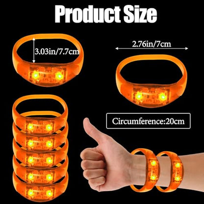 100 Pcs LED Bracelets Sound Activated with Flashing LED Strobe Music Control Light Up Bracelets for Rave, Game Prizes, Birthday Party Favor,Valentine's Day gift - color: Orange