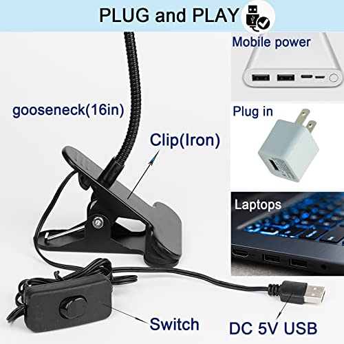 UV LED Black Light Clamp Light with USB, Upgraded 5W 395nm Portable Gooseneck Lamp with Clip for Gel Nail, Pet Urine Detection, UV Glue Curing, Blacklight Posters, Fluorescent Paint, Resin Art