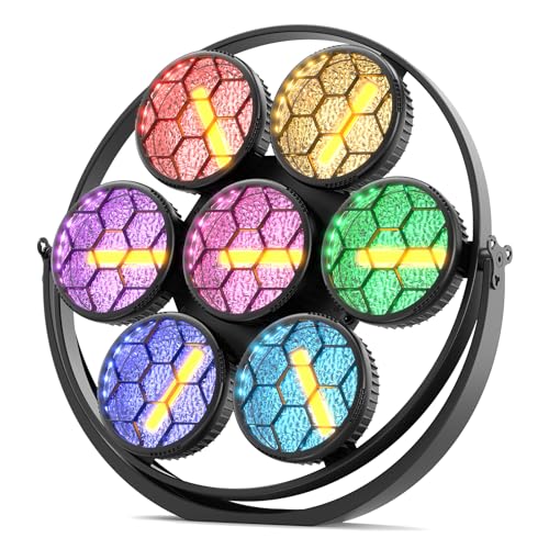 350W Retro Stage Light RGB COB 7 LED Vintage DJ Lights DMX Backlight Wash Strobe Par Light for Concert, Wedding, Theater, Live Show, Bar, Club, Events