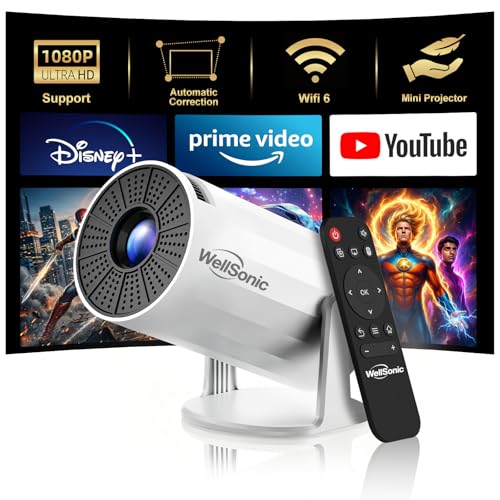 Mini Projector with WiFi and Bluetooth, Portable Movie Projector Support 1080P, Auto Keystone,210° Rotation, Smart Projector Compatible with HDMI Phone for Bedroom - color: X8