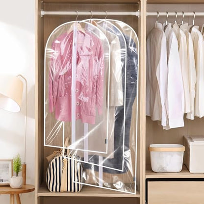 BALEINE 12PK Clear Garment Bags for Hanging Clothes, 48" Dress Suit Bag - color: Clear, size: 48" 12PK