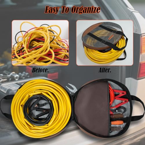WELKINLAND 16-Inch Jumper Cable Bag, 15L Load & 180° Open Clear Cable Bag | Heavy-Duty Jumper Cable Storage Bag, Full-View Extension Cord Bag, Stay-Organized Hvac Hose Bags