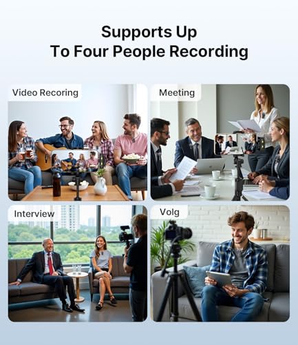 FULAIM X6 Wireless Lavalier Microphones with 4 Transmitter for iPhone, iPad, Android, Camera, Lapel Mic with 48KHz 24Bit, Noise Cancellation for Video Recording, Vlog, YouTube, TikTok