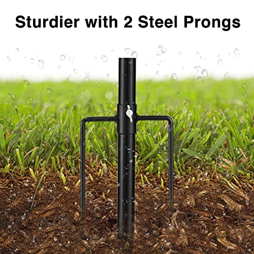 Flag Pole Kit for Outside House in Ground - 8FT Black Metal Outdoor House Yard Garden Flag Pole with 2 Pronges Base - Stainless Steel 3x5FT American Flag with Pole Residential Commercial - size: 8FT(Includes American Flag)