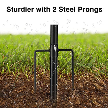 Flag Pole Kit for Outside House in Ground - 8FT Black Metal Outdoor House Yard Garden Flag Pole with 2 Pronges Base - Stainless Steel 3x5FT American Flag with Pole Residential Commercial - size: 8FT(Includes American Flag)