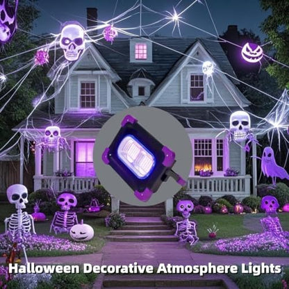 Solar Rechargeable LED Black Lights, Battery Operated Powered Blacklight, Cordless 395nm Flood Light, Neon Glow in The Dark Party, Catfishing Body Paint, Indoor Decor Halloween Decoration
