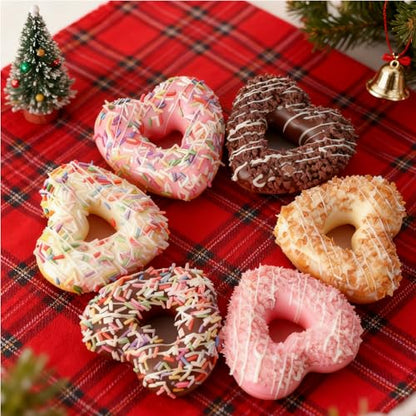 Fake Donuts 6PCS Artificial Doughnut Dessert Heart-Shape Artificial Cake Dessert Fake Cupcake Faux Food Model Realistic Donuts for Decoration Display Photography Props