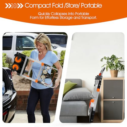 3 in 1 Folding Hand Truck Dolly Cart with Wheels Foldable Heavy Duty Moving Cart Aluminum Collapsible Hand Cart 600LBS Convertible Dolly for Moving Furniture Shopping Home Office Warehouse