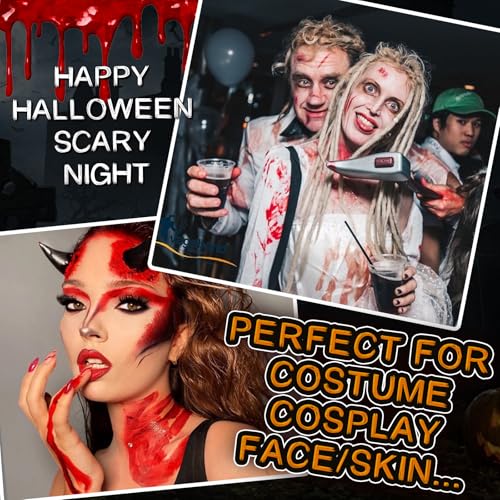 Halloween Fake Blood Spray, Washable Fake Blood Makeup Kit, Halloween Realistic Fake Blood, Perfect for Vampire Makeup, Clown & Sfx & Cosplay & Zombie Make Up Kit, 2 Pack - color: Fake Blood 2PCS