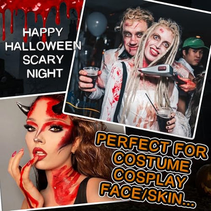 Halloween Fake Blood Spray, Washable Fake Blood Makeup Kit, Halloween Realistic Fake Blood, Perfect for Vampire Makeup, Clown & Sfx & Cosplay & Zombie Make Up Kit, 2 Pack - color: Fake Blood 2PCS