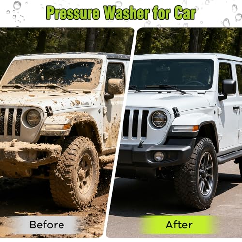 Pressure Washer, Power Washer with 4 Quick Connect Nozzles 1 Foam Cannon, High Pressure Cleaning Machine for Cars/Fences/Driveways/Patios/Farms/Home Cleaning(Bright Green) - color: Bright Green