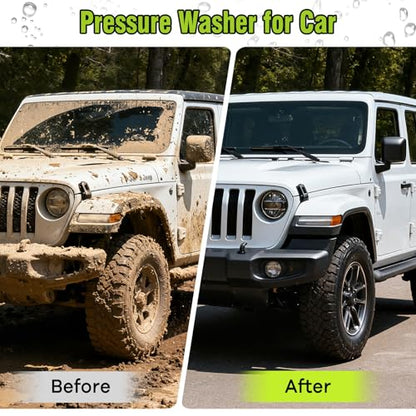 Pressure Washer, Power Washer with 4 Quick Connect Nozzles 1 Foam Cannon, High Pressure Cleaning Machine for Cars/Fences/Driveways/Patios/Farms/Home Cleaning(Bright Green) - color: Bright Green