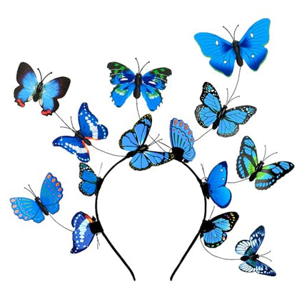 Zivyes Butterfly Fascinator Hats Women Monarch Tea Party Headband Alice in Wonderland Hat Derby Halloween Costume - color: Blue