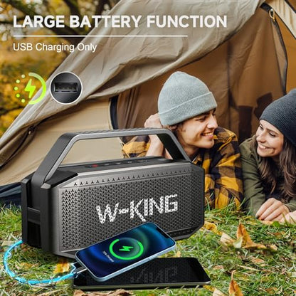 W-KING Bluetooth Speaker, 100W Max IPX7 Outdoor Portable Loud Speakers | 108dB Waterproof Floating Rugged Party Boombox 60W Large Speaker Wireless Subwoofer, 7.2'' Deep Bass Radiator, 40H, EQ TF AUX - color: Black