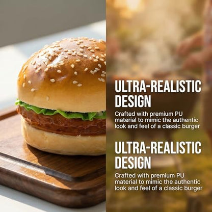 BESPORTBLE Fake Burger Model Realistic Burger Prop for Food Photography Desktop Ornament Pu Play Food for Kitchen Shop Window Dessert Cabinet Holiday Display 3.74 X 3.74 X 2.95 in