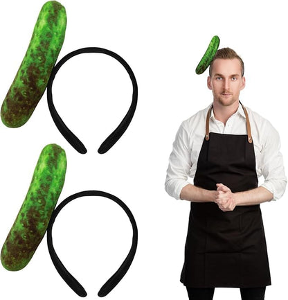 2 Pcs Cucumber Pickle Headbands,Pickle Headwear,Cute Food Shaped Hair band for Women,Vegetable Hair Hoop for Face Washing,Food Headpieces for Halloween/Cosplay/Parties