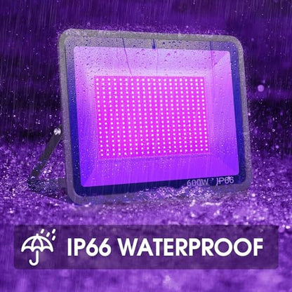 YANYCN 600W 4 Pack LED Black Light,395nm to 405nm LED UV Blacklight, IP66 Waterproof Black Flood Light Outdoor with Plug and SwitchNeon Glow for Glow Party, Halloween, Fluorescent Poster, Body Paint - size: 4pack 600W led black light