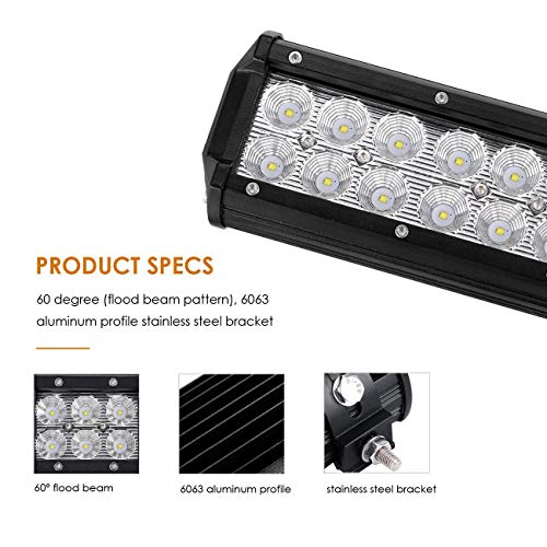 Auxbeam LED Light Bar 7Inch 36W Flood Led Off Road Driving Lights LED Work Lights Waterproof for Jeep Off-Road SUV Truck Car ATVs Boats (2 PCS) (Pack of 4) - size: 2Pcs 7" Flood (Pack of 4)