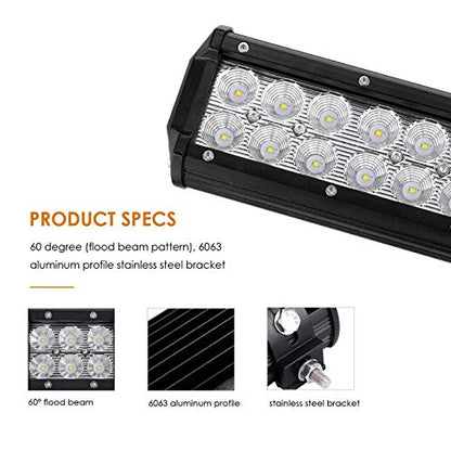 Auxbeam LED Light Bar 7Inch 36W Flood Led Off Road Driving Lights LED Work Lights Waterproof for Jeep Off-Road SUV Truck Car ATVs Boats (2 PCS) (Pack of 4) - size: 2Pcs 7" Flood (Pack of 4)