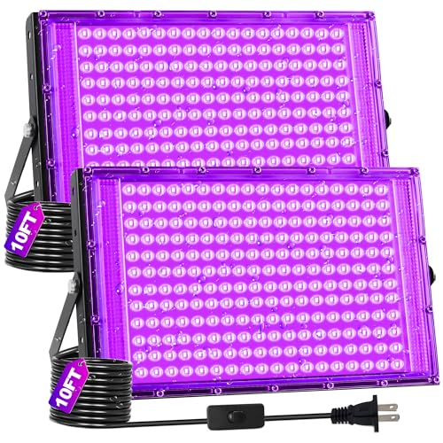 2 Pack 200W LED Black Light for Halloween, Waterproof Blacklight Glow Party | Neon Party, Birthday, IP66, Outdoor, Body Paint, Fluorescent Poster Tapestry, Bedroom, Classroom, 10ft Cord & Plug & Switch - style: 200W-2Pack