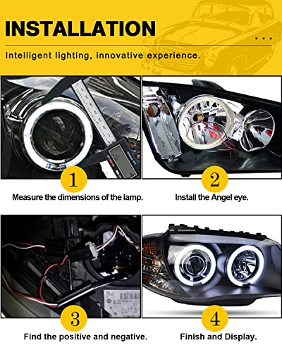 Qasim 1-Pair White 70MM 60SMD COB LED Halo Ring Angel Eyes Car LED Fog Light DRL with lampshade Cover 12V 24V DC - size: 70MM-white