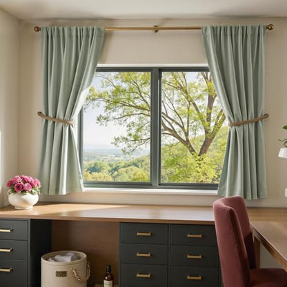 Lazzzy Green Velvet Curtains Blackout Thermal Insulated Curtains 63 Inch Long Window Drapes for Bedroom Living Room Super Soft Luxury Rod Pocket Window Treatment 2 Panels, Grey Sage - color: Grey Sage, size: 52"W x 63"L (Pack of 2)